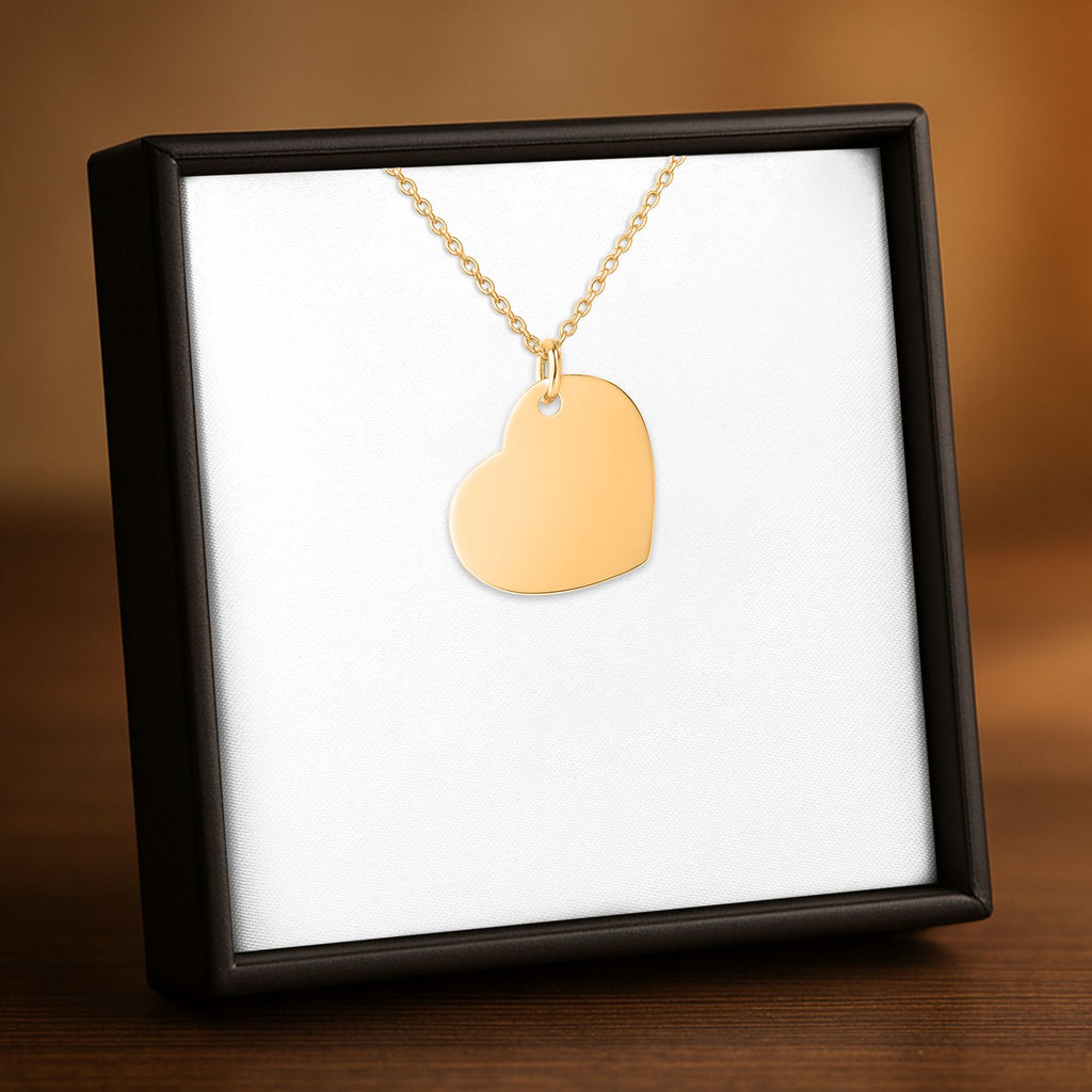 Collier cœur gravé personnalisé, plaqué or 18 carats – Éclat Gravé
