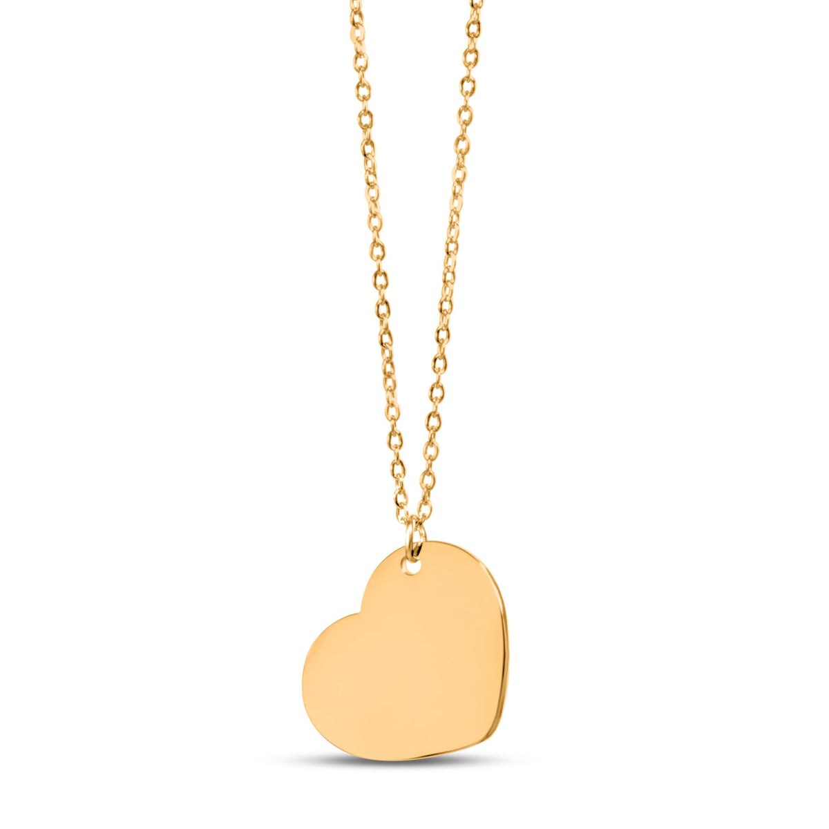 Collier cœur gravé plaqué or sur fond blanc – Éclat Gravé
