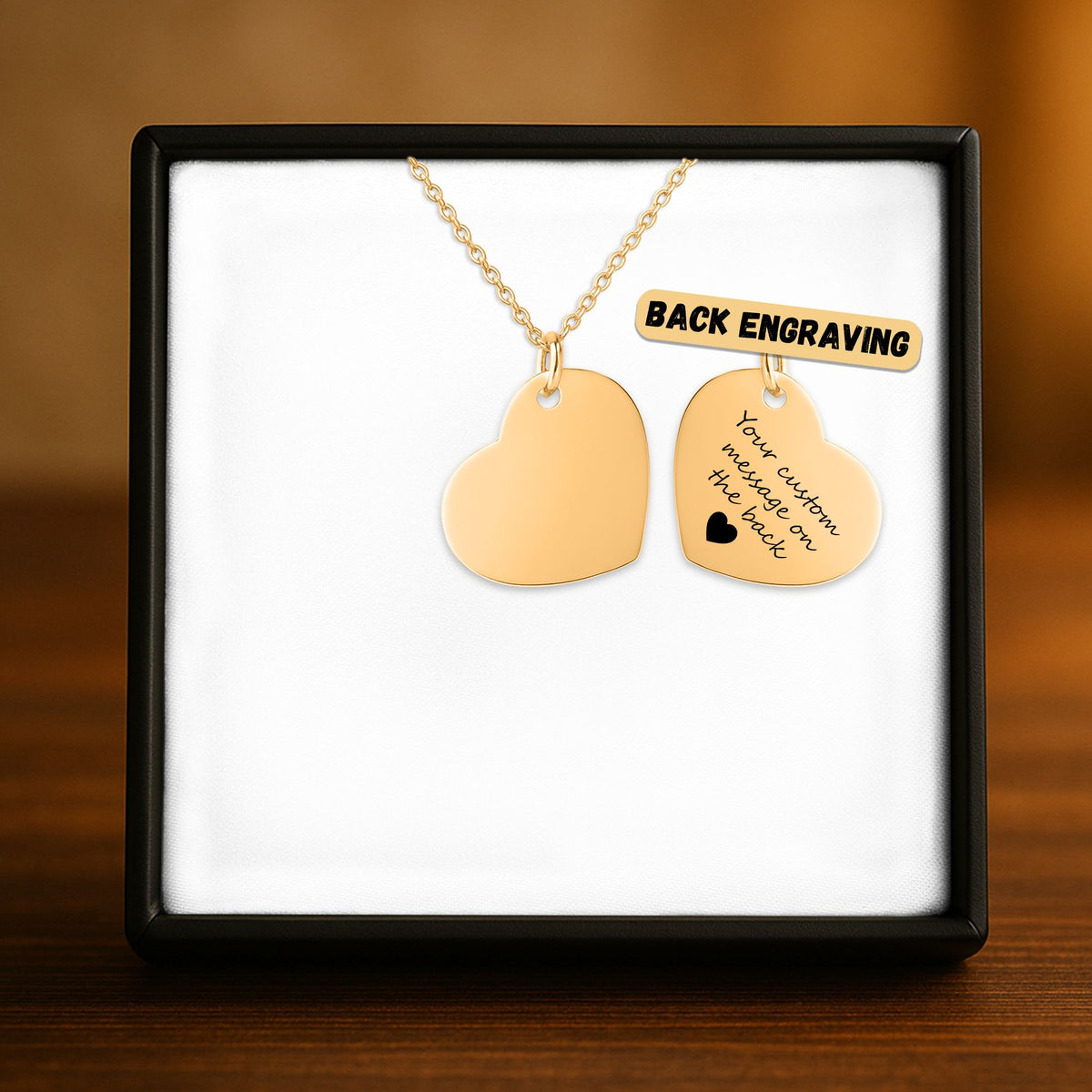 Collier cœur gravé au recto et au dos – Éclat Gravé